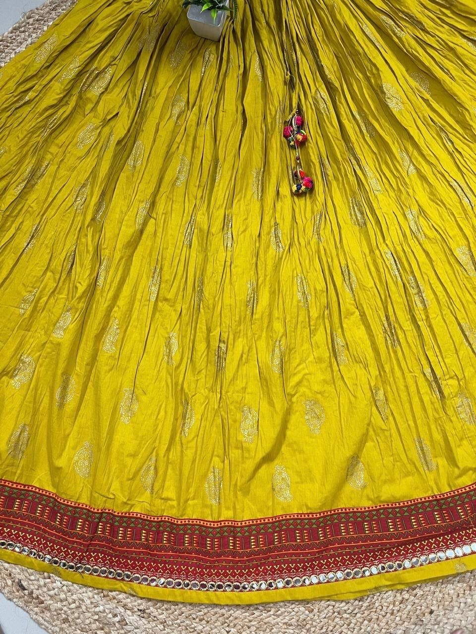 Cotton yellow Siyali Indian Skirt