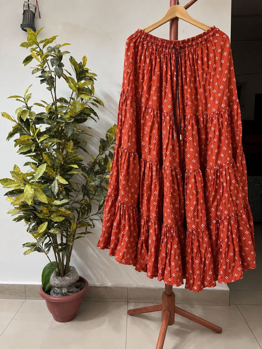 Casual Cotton Orange Floral Padmini Indian Skirt
