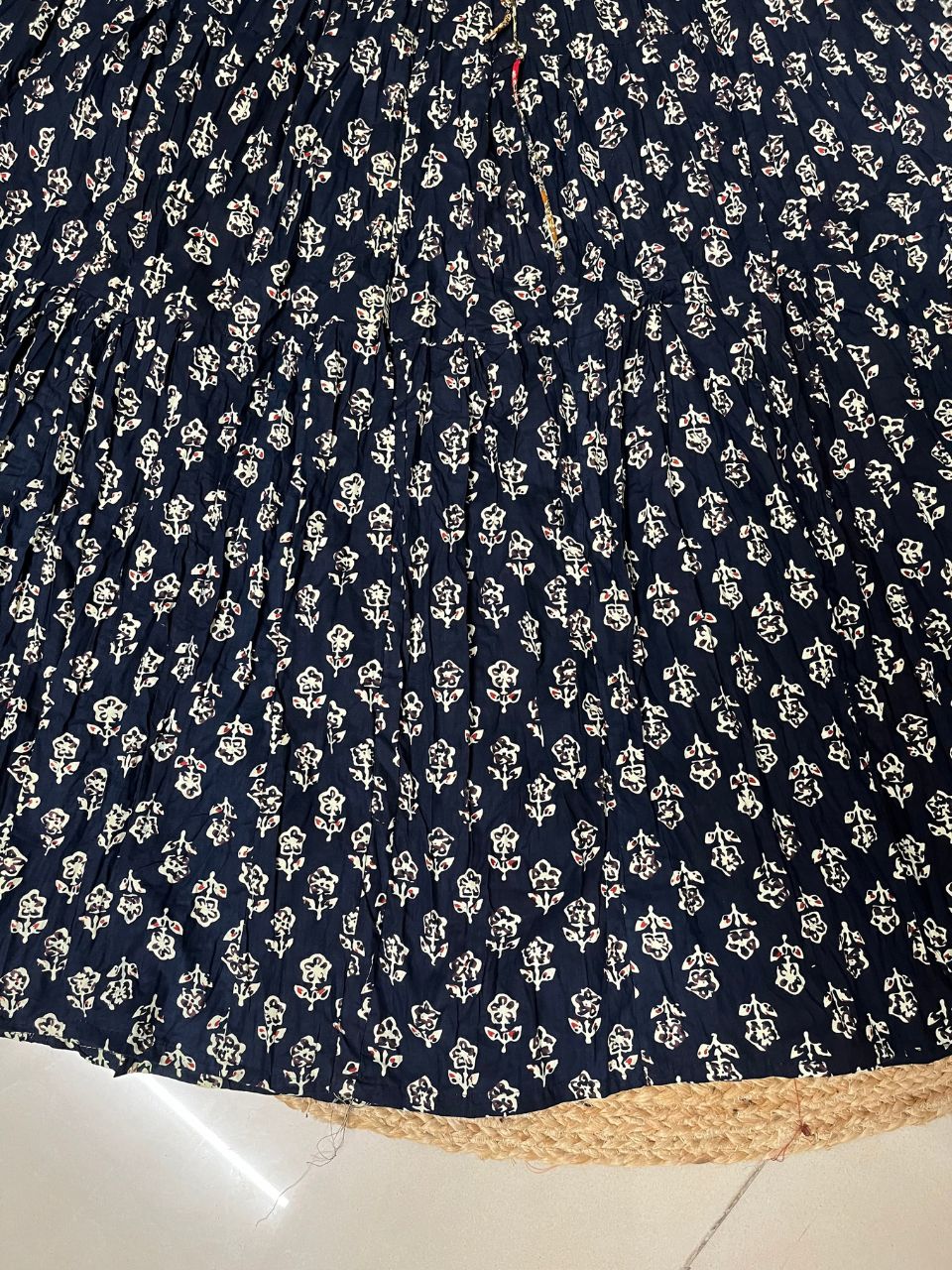 Casual Cotton Navy Blue Floral Naina Indian Skirt