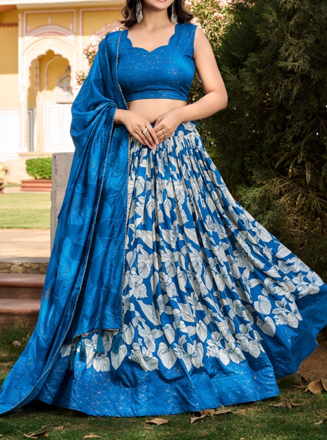 Tussar Silk Floral Lehenga