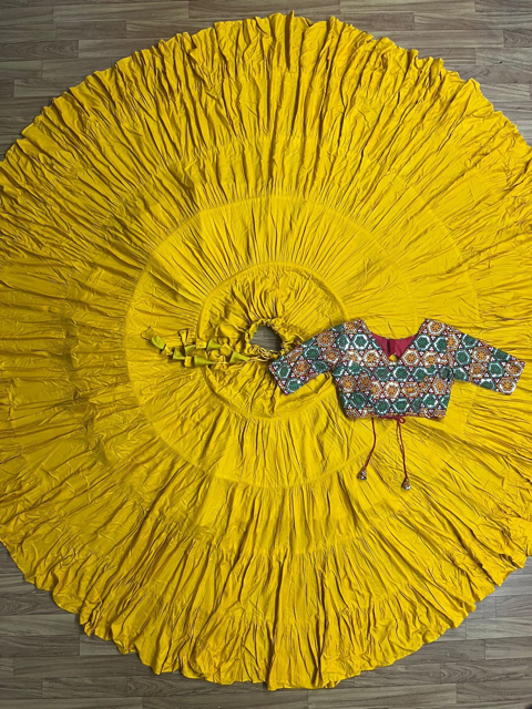 Rayon Yellow Lehenga Choli