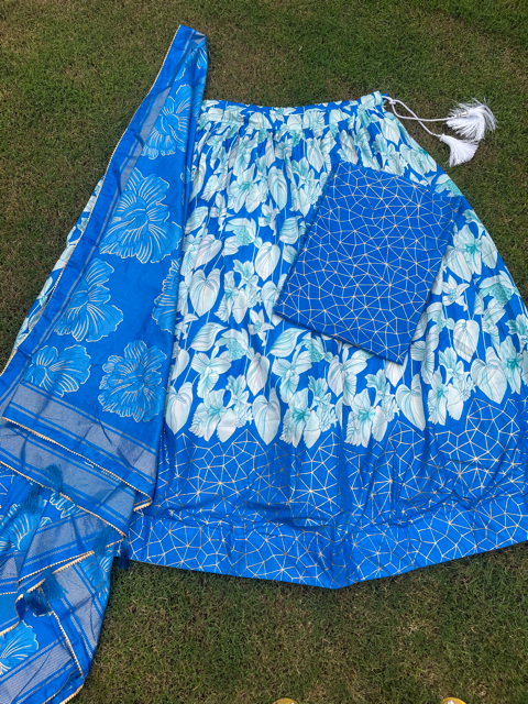 Tussar Silk Blue Vartika Lehenga