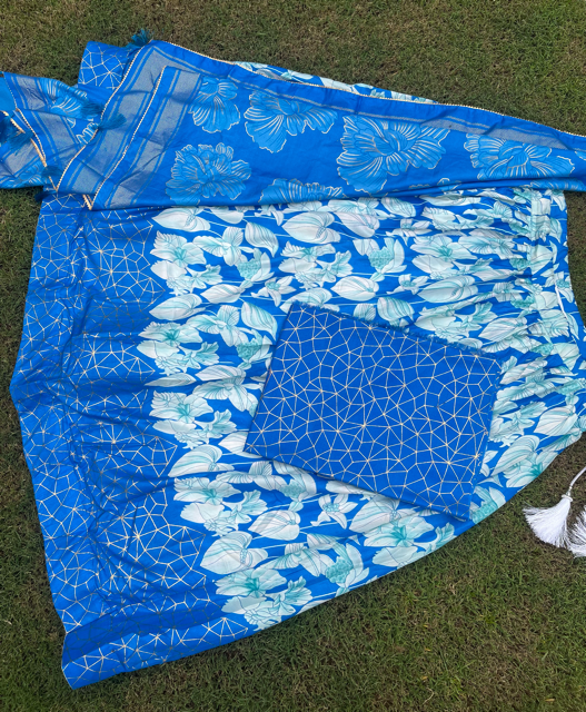 Tussar Silk Blue Vartika Lehenga