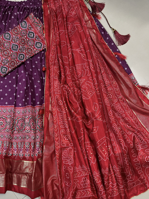 Tussar Silk Red Mahi Lehenga