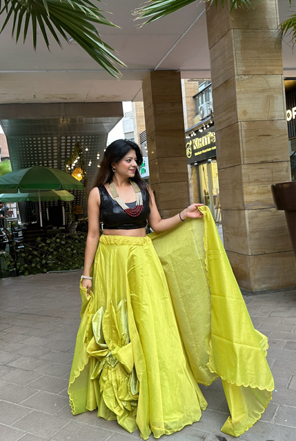 Chanderi Silk Yellow Yashi Lehenga