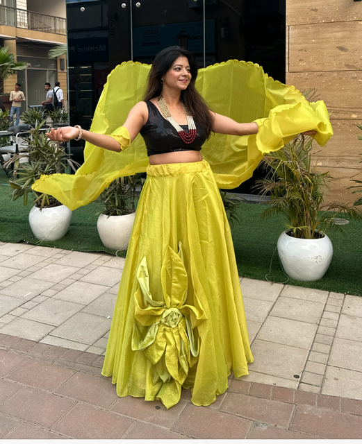 Chanderi Silk Yellow Yashi Lehenga