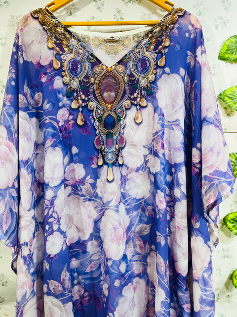 Purple and white  Kurti Kaftan