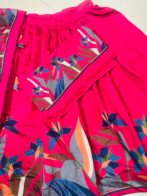 Chanderi Viscose Vinni  Hot Pink Lehenga