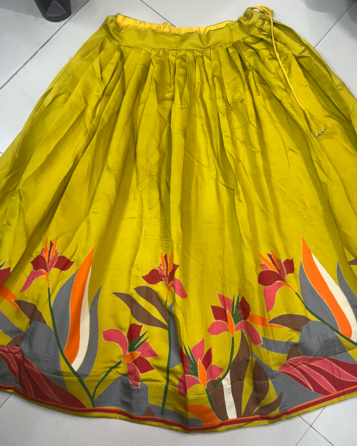 Chanderi Viscose Rumi Yellow Lehenga