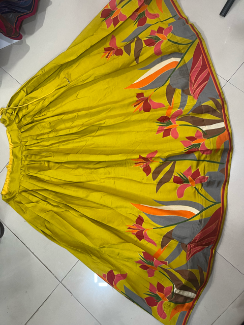 Chanderi Viscose Rumi Yellow Lehenga