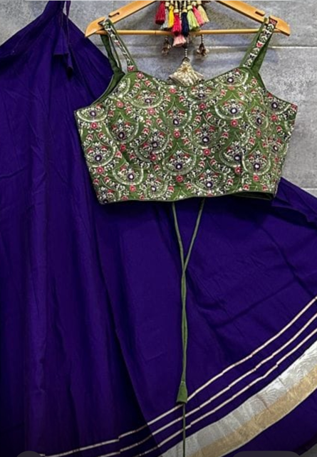 Purple Pari Roman Silk Lehenga Choli