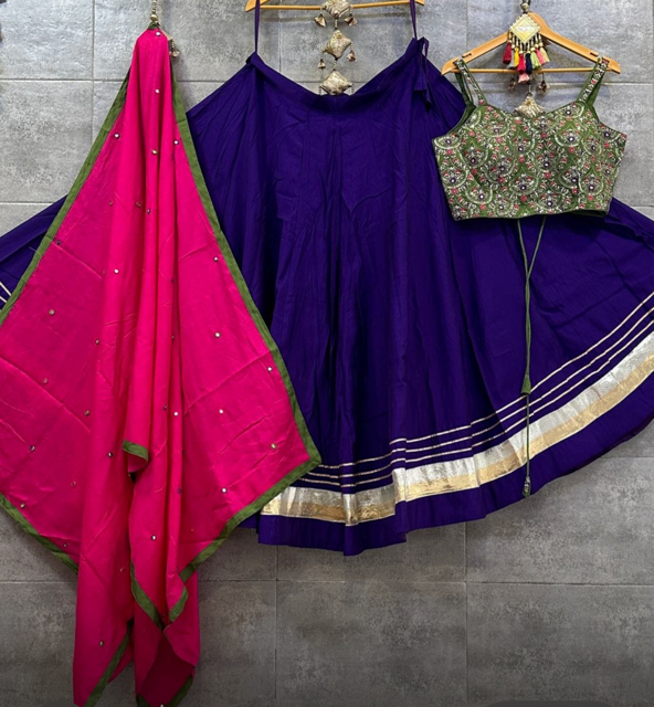 Purple Pari Roman Silk Lehenga Choli