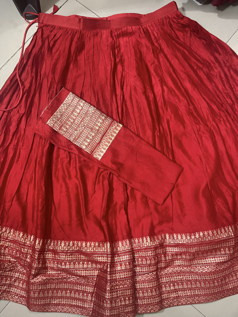 Chanderi Red Bela Lehenga