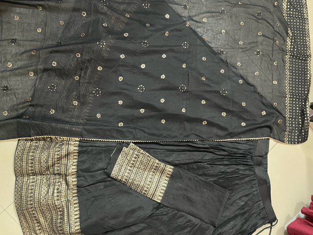 Chanderi Black Ramya Lehenga