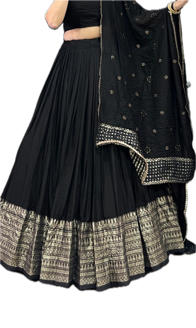 Chanderi Black Ramya Lehenga