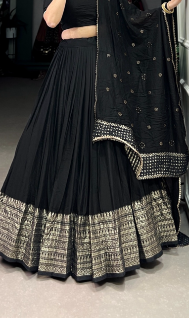 Chanderi Black Ramya Lehenga