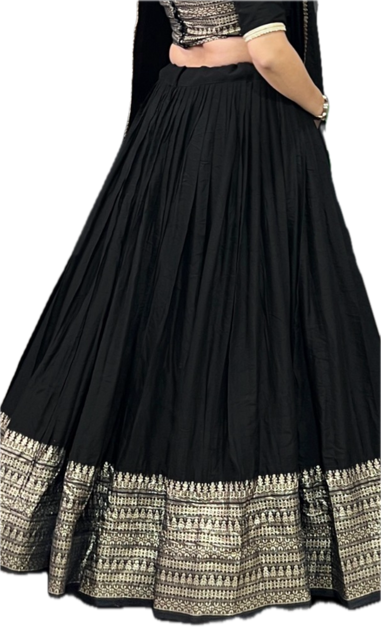 Chanderi Black Ramya Lehenga