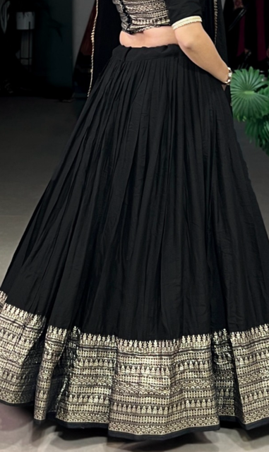 Chanderi Black Ramya Lehenga