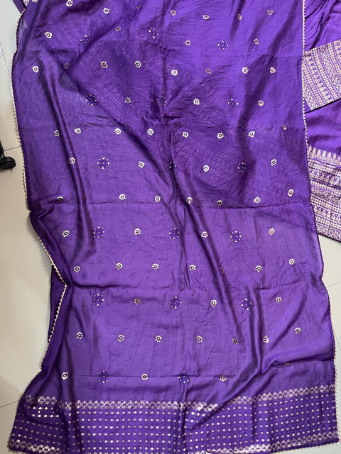 Chanderi Purple Tanuja Lehenga