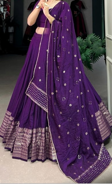 Chanderi Purple Tanuja Lehenga