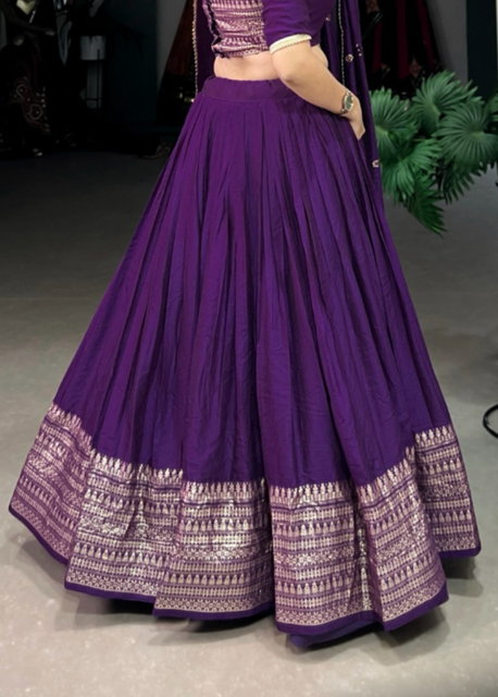 Chanderi Purple Tanuja Lehenga