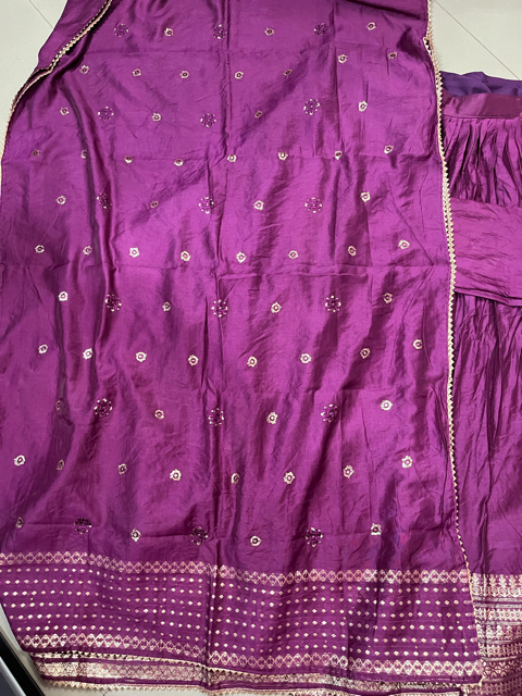 Chanderi Wine Laila Lehenga