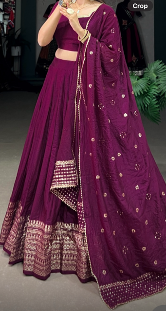 Chanderi Wine Laila Lehenga