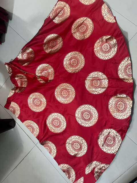 Red Ranu Silk Lehenga