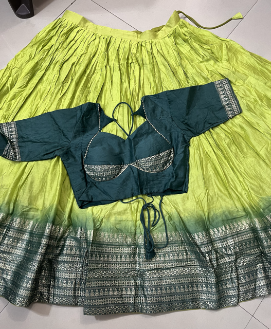 Chanderi Chandni Green Ombre Lehenga Choli