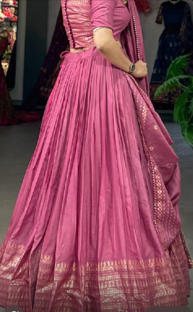 Chanderi Pink Pranjal Lehenga