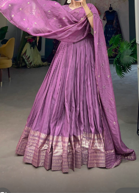 Chanderi Lavender Lolita Lehenga