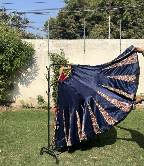 Mashru Blue Panel Skirt