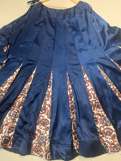 Mashru  Blue Panel Skirt