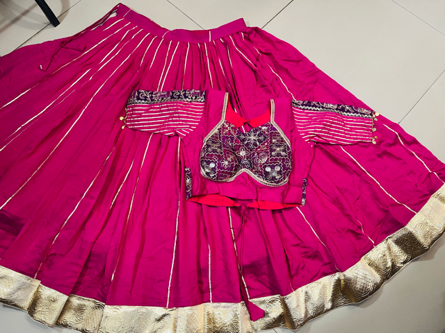 Chanderi Fuchsia Lehenga Choli