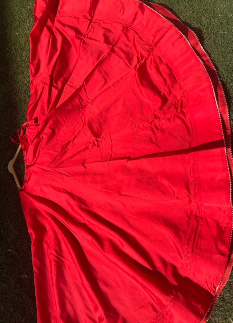 Flared Red Silk Skirt