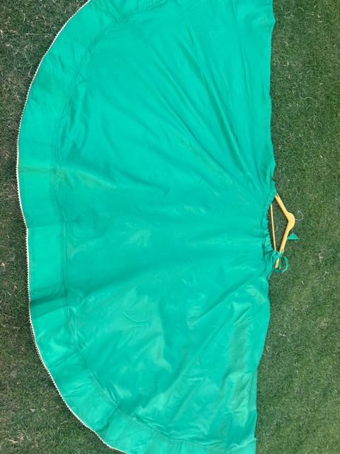 Flared Green Silk Skirt
