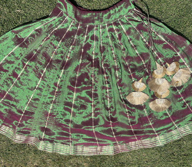 Tissue Cotton Green Panel Skirt