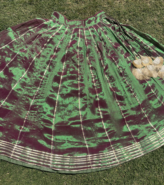Tissue Cotton Green Panel Skirt