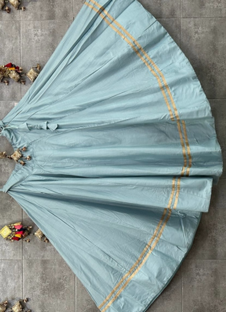 Flared Blue Cotton Skirt