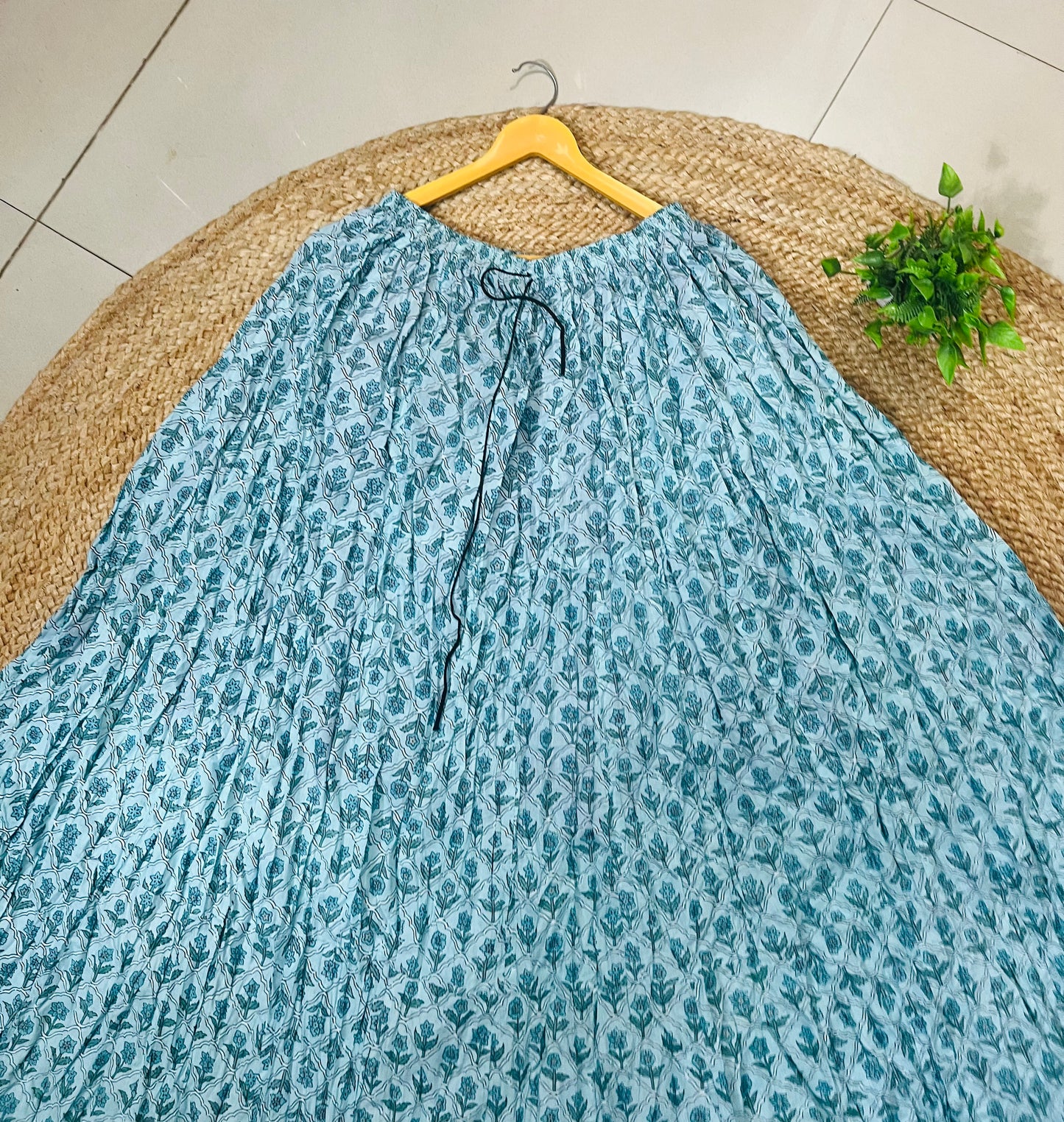 Jaipuri Tiered Cotton Blue Deepika Indian Skirt