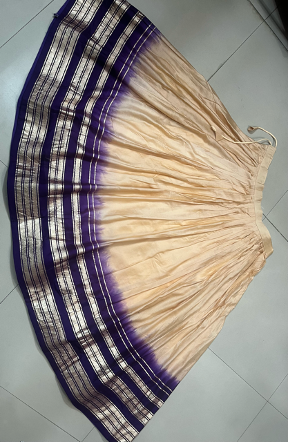 Chanderi Cream Wedding Lehenga