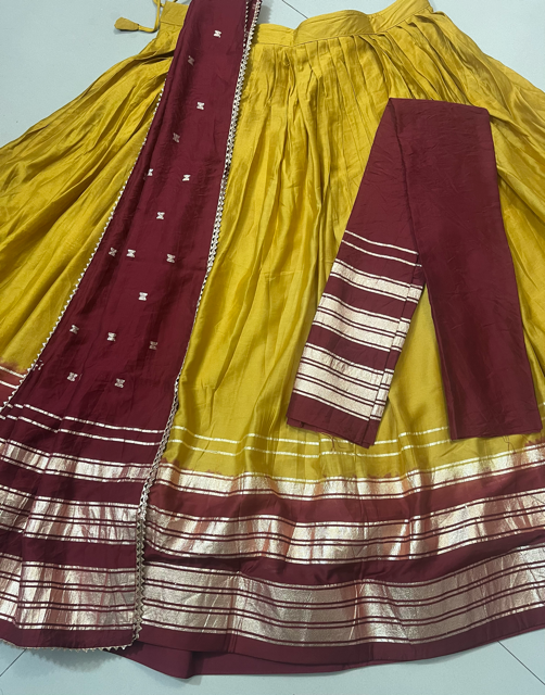 Chanderi Yellow Wedding Lehenga