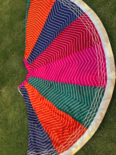 Bandhani  Multicolor Panel Silk Skirt