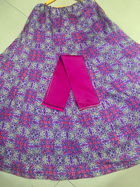 Bangalori Silk Purple Multicolor Indian Skirt