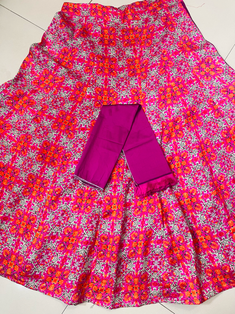 Bangalori Silk Fuchsia Indian Skirt
