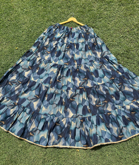 Tiered Muslin Blue Skirt