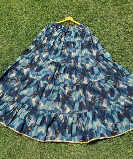 Tiered Muslin Blue Skirt
