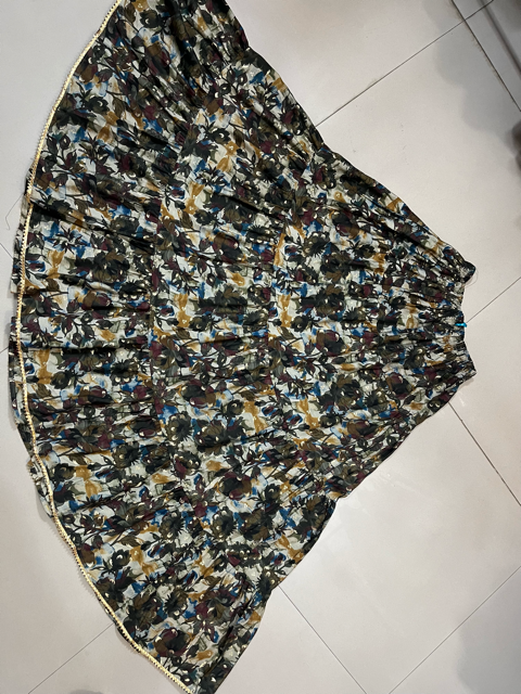 Tiered Multicolor Muslin Indian Skirt