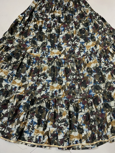 Tiered Multicolor Muslin Indian Skirt