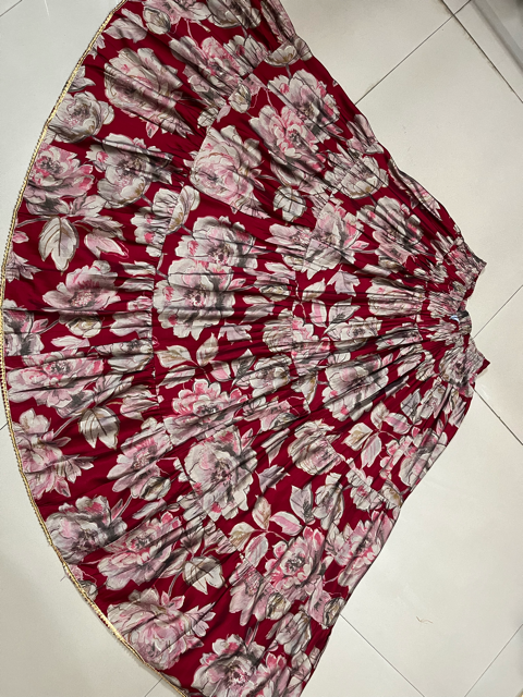 Tiered Red Muslin Indian Skirt